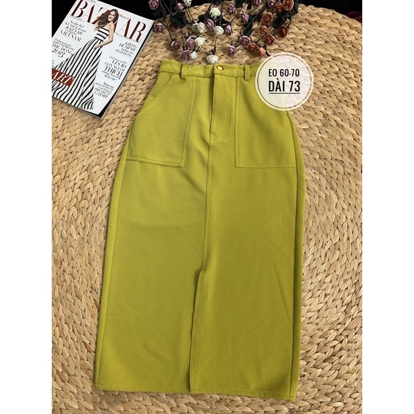 Japanese 2Hand banana green office elastic skirt