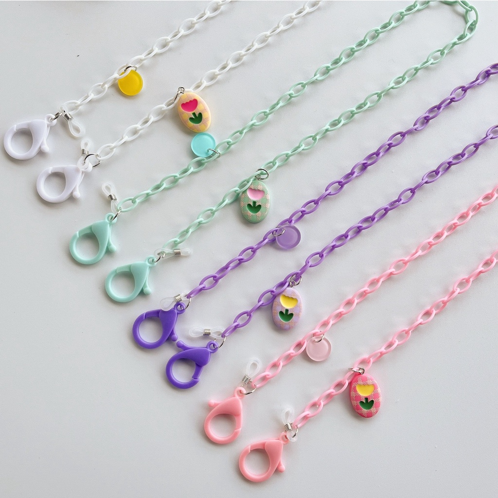 Japan Korean Simple Soft Pottery Tulip Pendant Mask Chain Lanyard