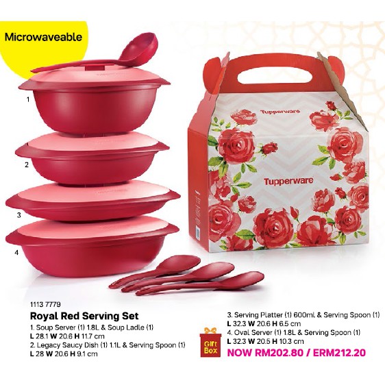 Food Keeper Set 3 in 1 Set Tupperware with Soup Server Bowl with