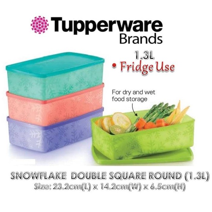 TUPPERWARE food storage Snowflake Double Square Round (1.3L) - 1pc