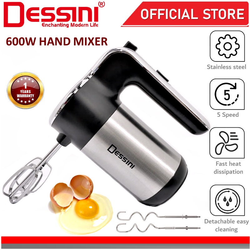 DESSINI ITALY 5 Speed Electric Hand Mixer Egg Beater Blender Grinder Processor Dough Whisk Mesin / Pengadun Bancuh Telur