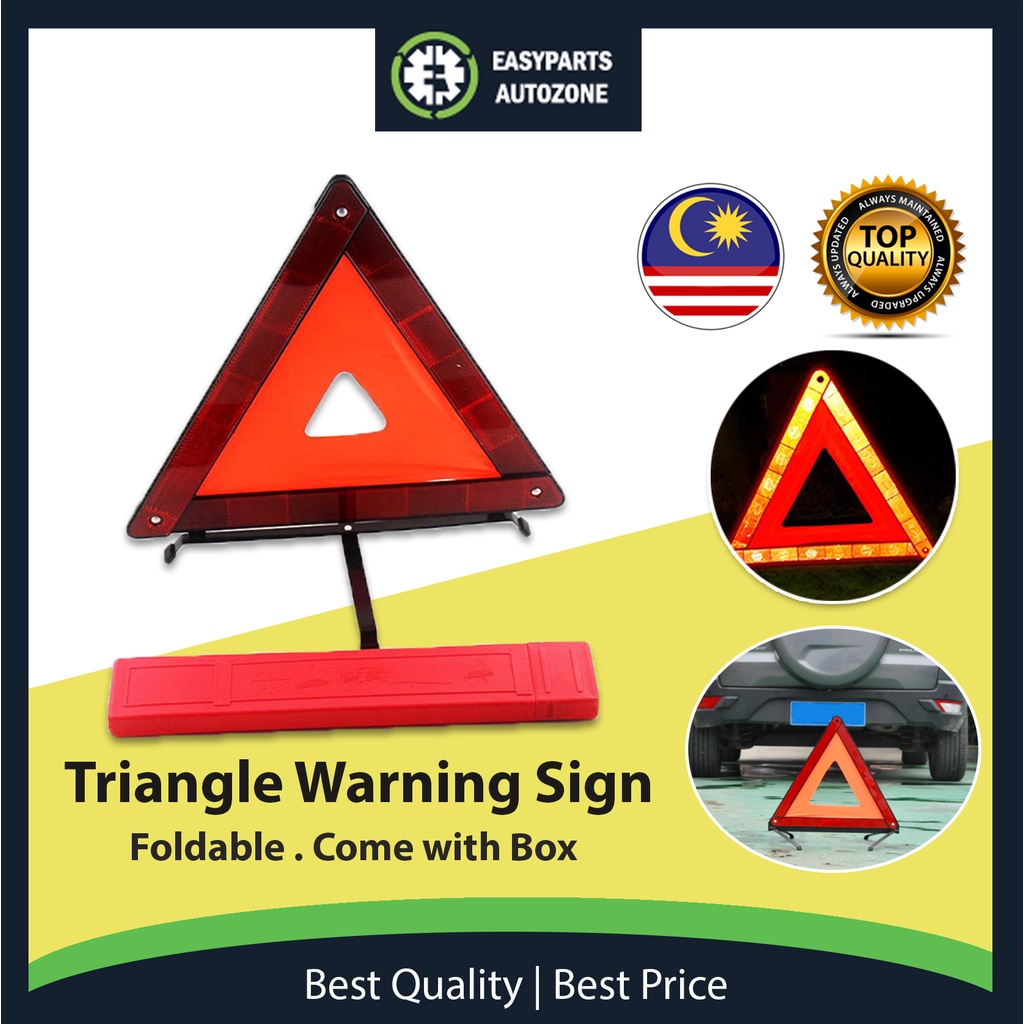 Autozone Warning Safety Triangle Foldable Warning Sign with Box