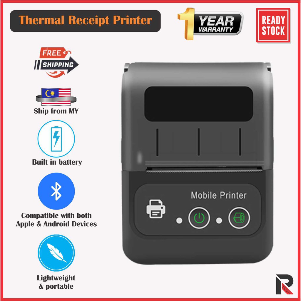 [Ready Stock M'sia] 58mm Wireless Bluetooth Thermal Printer Built-in