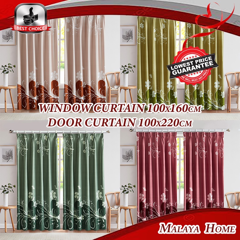 #2 KAIN TEBAL Modern Langsir Curtain Semi Blackout Langsir Pintu Door ...