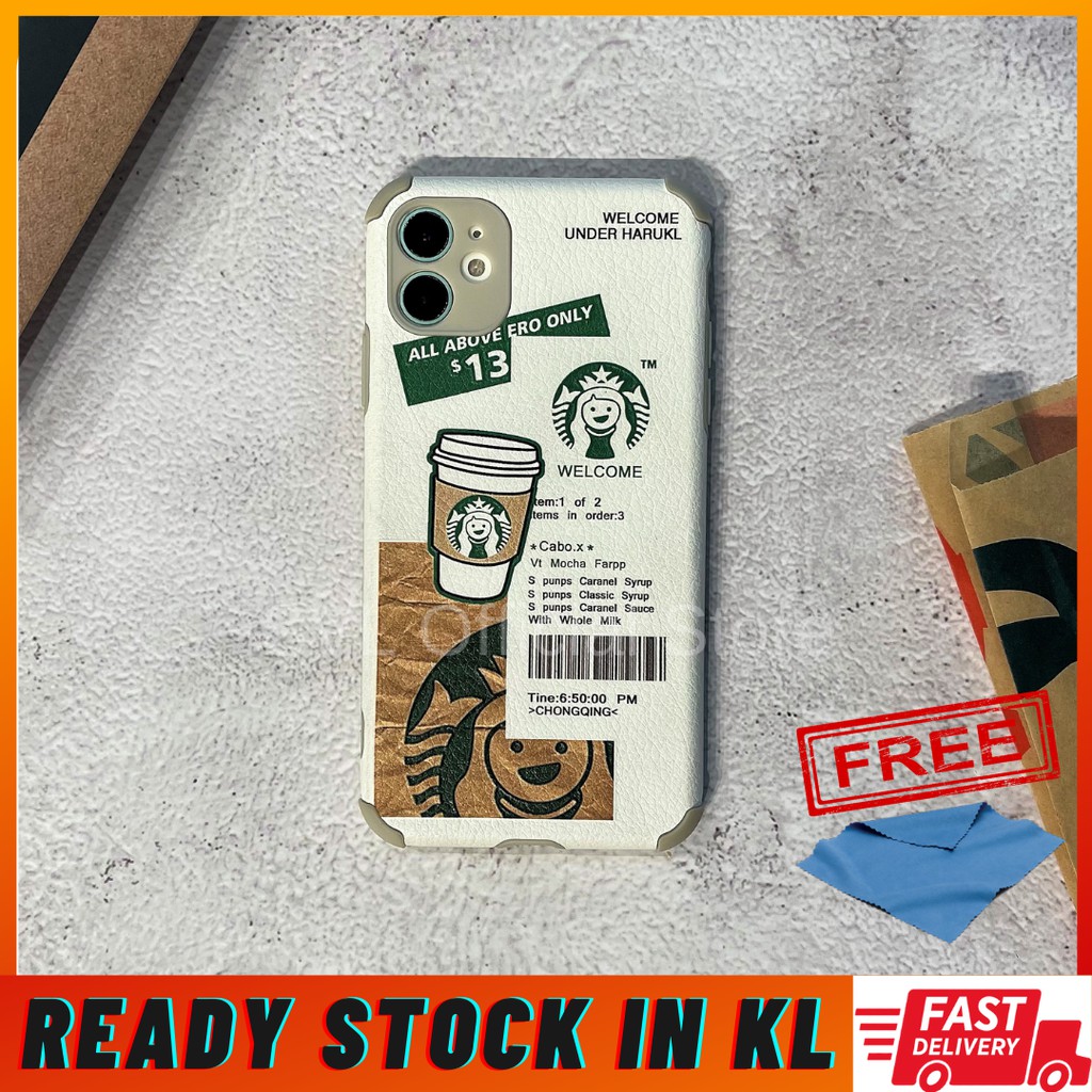 [READY STOCK] Starbucks Casing White Leather Iphone 12 11 Pro Max XS