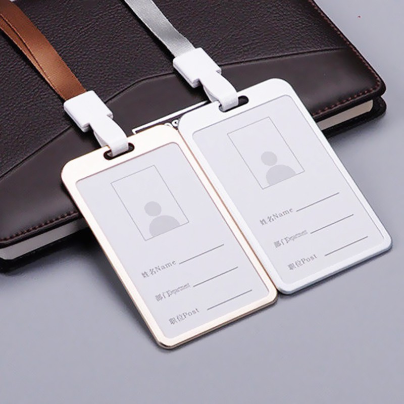 Aluminum Pocket Credit ID Card Badge Tag Holder Pass Case w/ Neck Strap ...