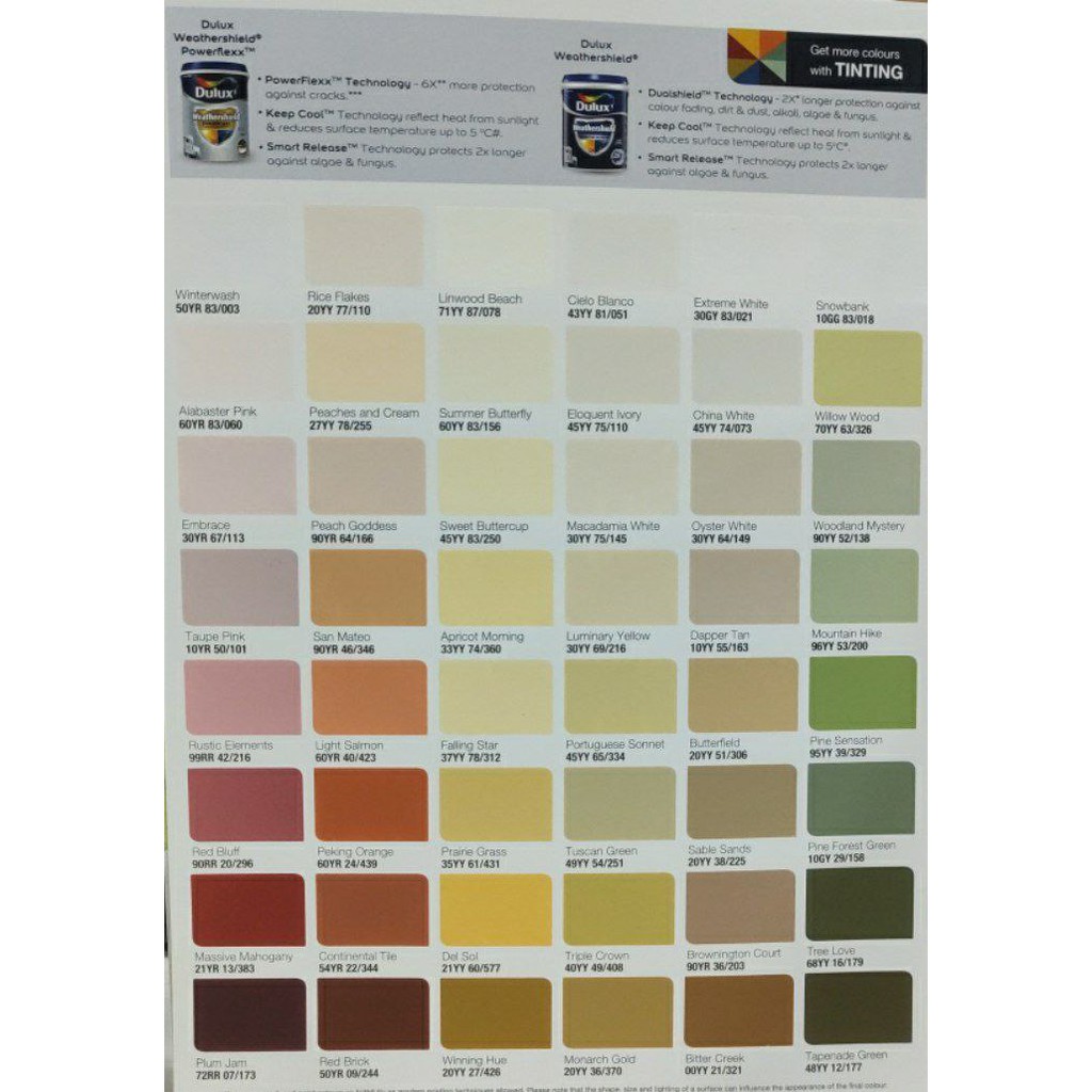 Dulux Weathershield Colour Card 