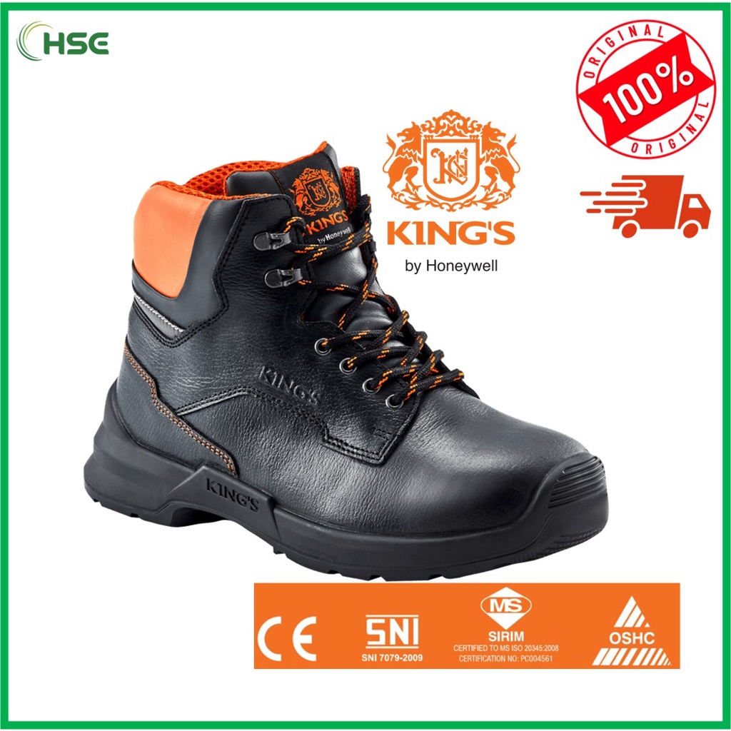 [SIRIM] KING'S Comfort Series KWD301 Black / Brown Leather Laced Mid