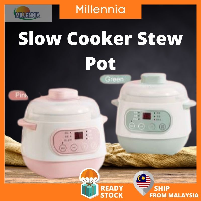 🔥Ready stock🔥 Intelligent Household 200W 1L Electric Ceramic Slow Cooker Stew Pot For Egg  With Preservation + Timing .