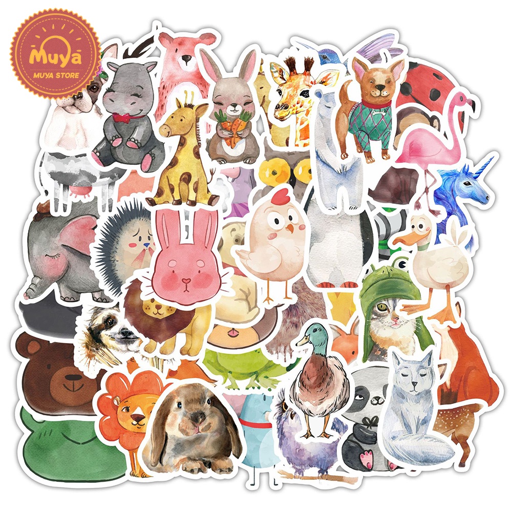 Lovely Decorative Sticker Decal 100 Piece Cute Cartoon Elephant Stickers for Teens Boy Girl Kids Cute Waterproof Vinyl Animal Sticker Decals for Laptop Computer Phone Tablet Luggage Bicycle Scrapbook 
