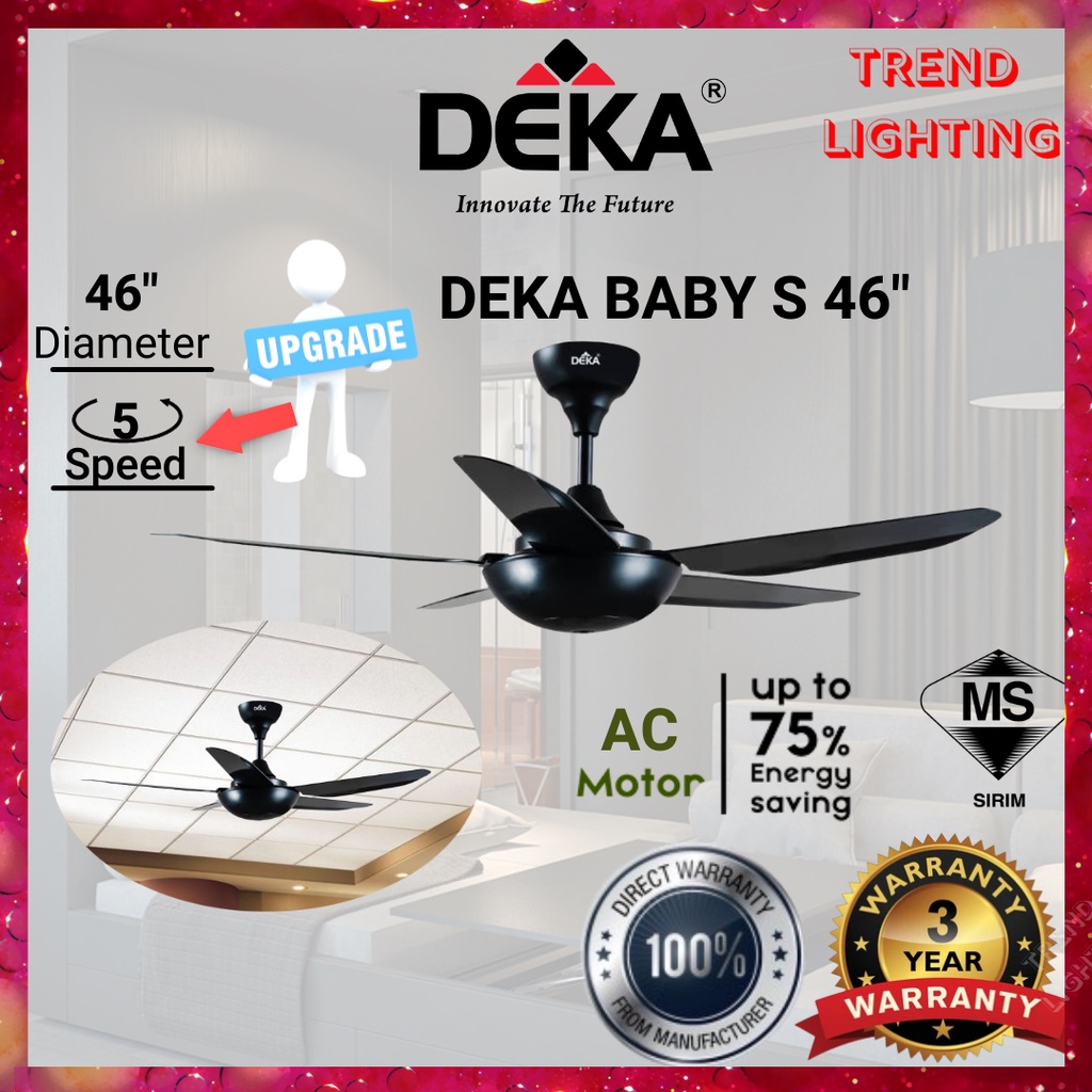 DEKA Ceiling Fan Baby S Baby Fan 46'' AC Motor 5 Speed Remote Control