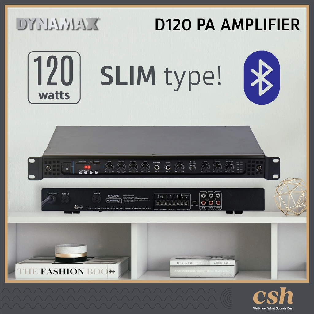 DYNAMAX D120 120W PA Amplifier, Public Address Amplifier, PA System With  Bluetooth/USB for Surau, Office, Cafe, Park | Shopee Malaysia