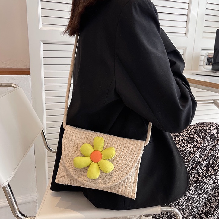 New ins popular simple flip crossbody bag Korean flower envelope bag ...