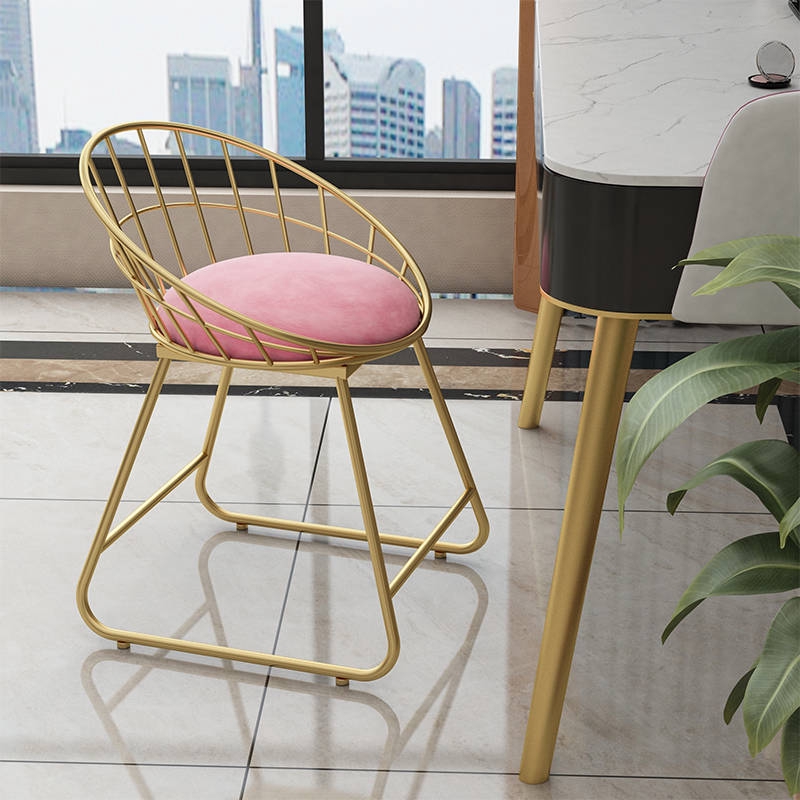 Modern Minimalist Bow Net Red Makeup Vanity Stool Back Chair Shopee Malaysia