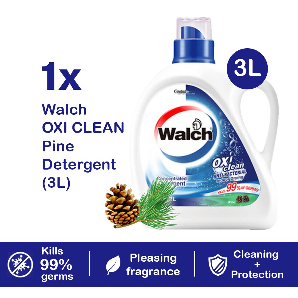READY STOCK Walch Oxi Clean Laundry Liquid Detergent Pine 3L Antibacterial Kills 99.9 Germs