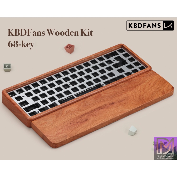 AUTHENTIC KBDFans Wooden Keyboard Kit with Wrist Rest Walnut Rosewood