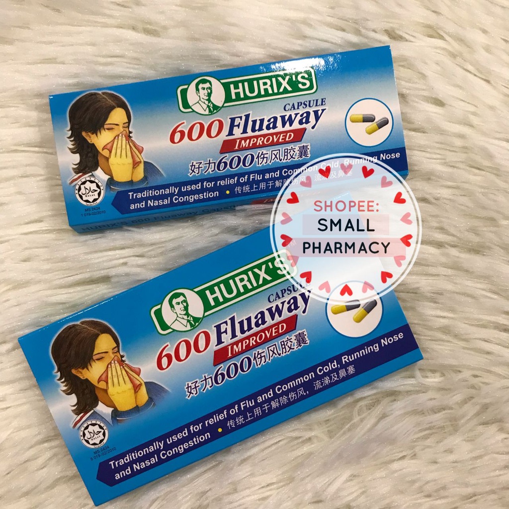 Hurix's Fluaway Capsule 600mg 6s/ 9s relief of flu and common cold, running nose and nasal