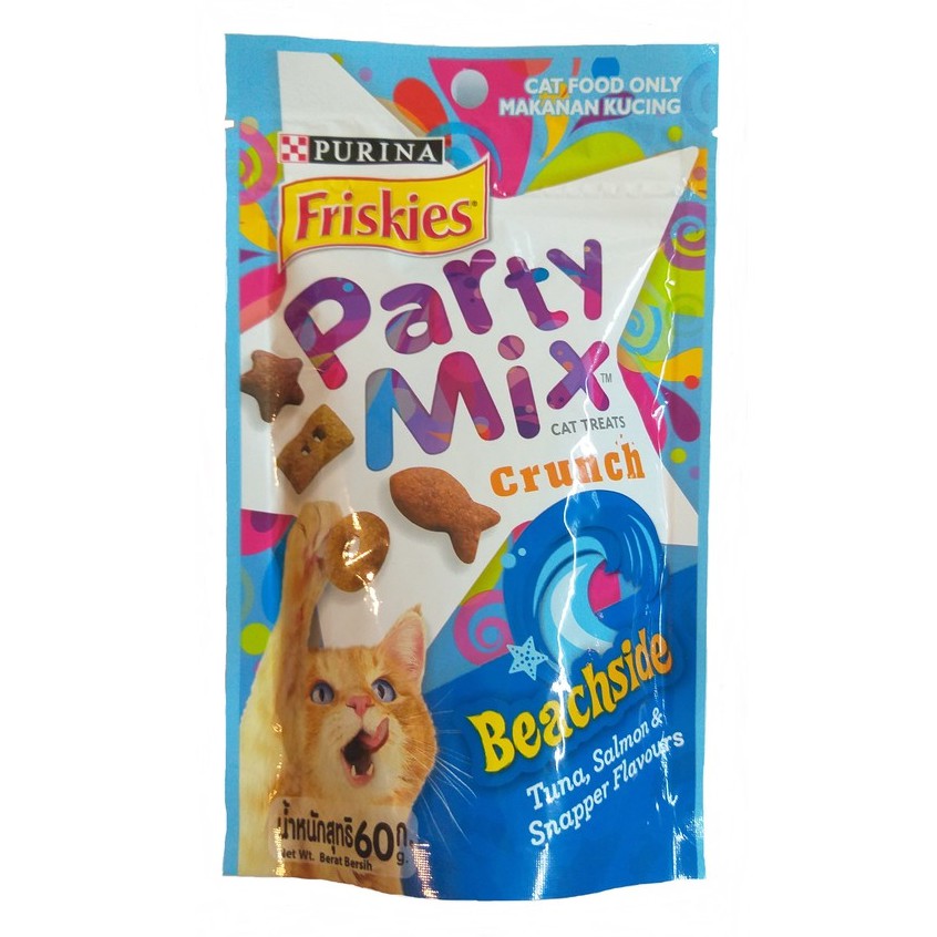 Friskies Party Mix Cat Treat Crunch Beachside Tuna, Salmon & Snapper