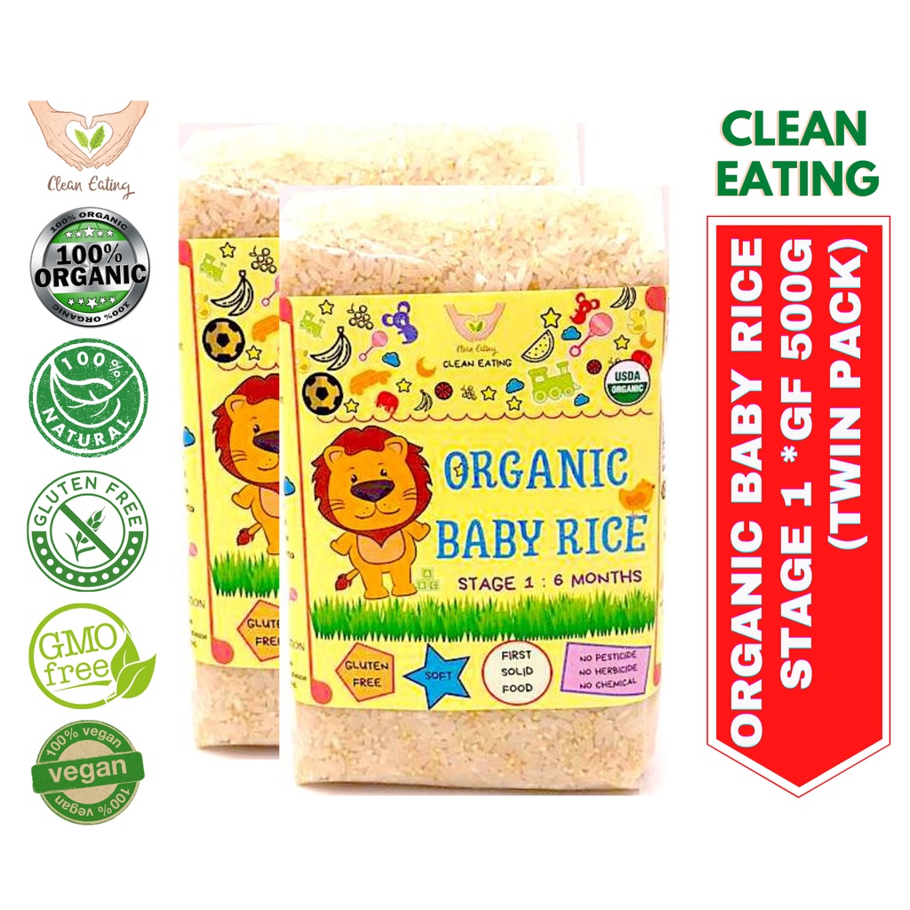 Clean Eating [Twin Pack] Organic Baby Rice Stage 1 6 Months Old 500g Shopee Malaysia