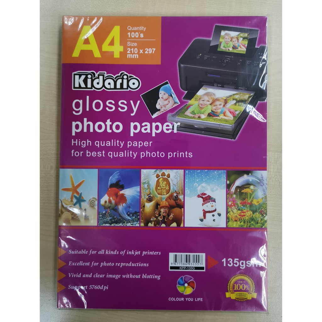 Kidario A4 Glossy Photo Paper (135gsm)(100 SHEET) | Shopee Malaysia