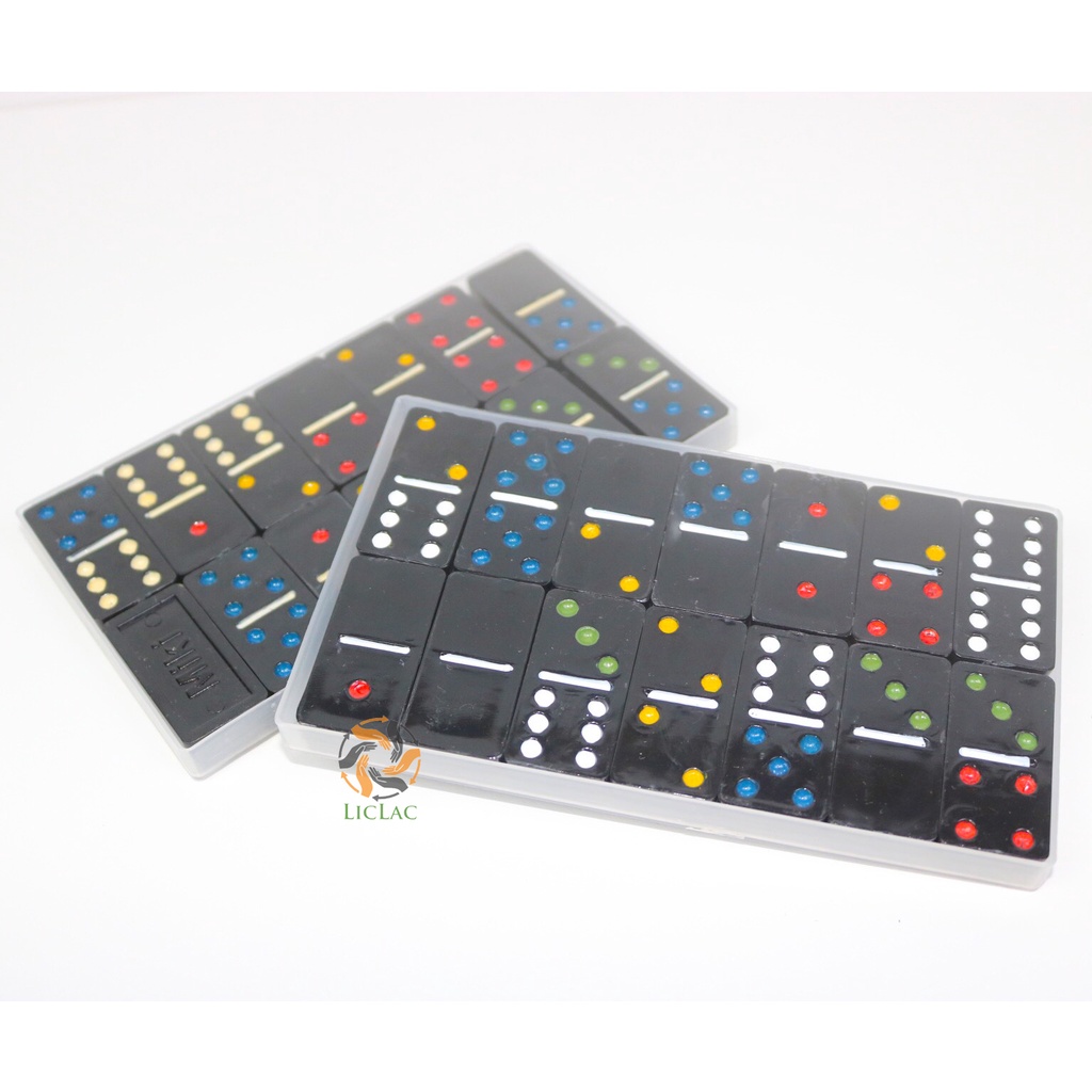 Premium Durable Domino 28 Black Chess Toy Set Safe Meticulous Plastic Pieces game Board LICLAC