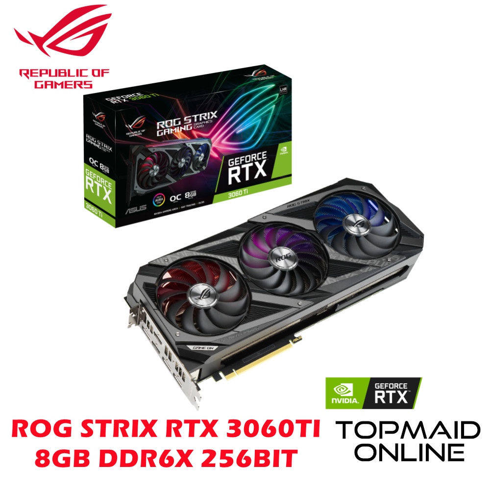 ASUS ROG STRIX GEFORCE RTX 3060TI V2 OC EDITION 8GB GDDR6 256BIT GAMING ...