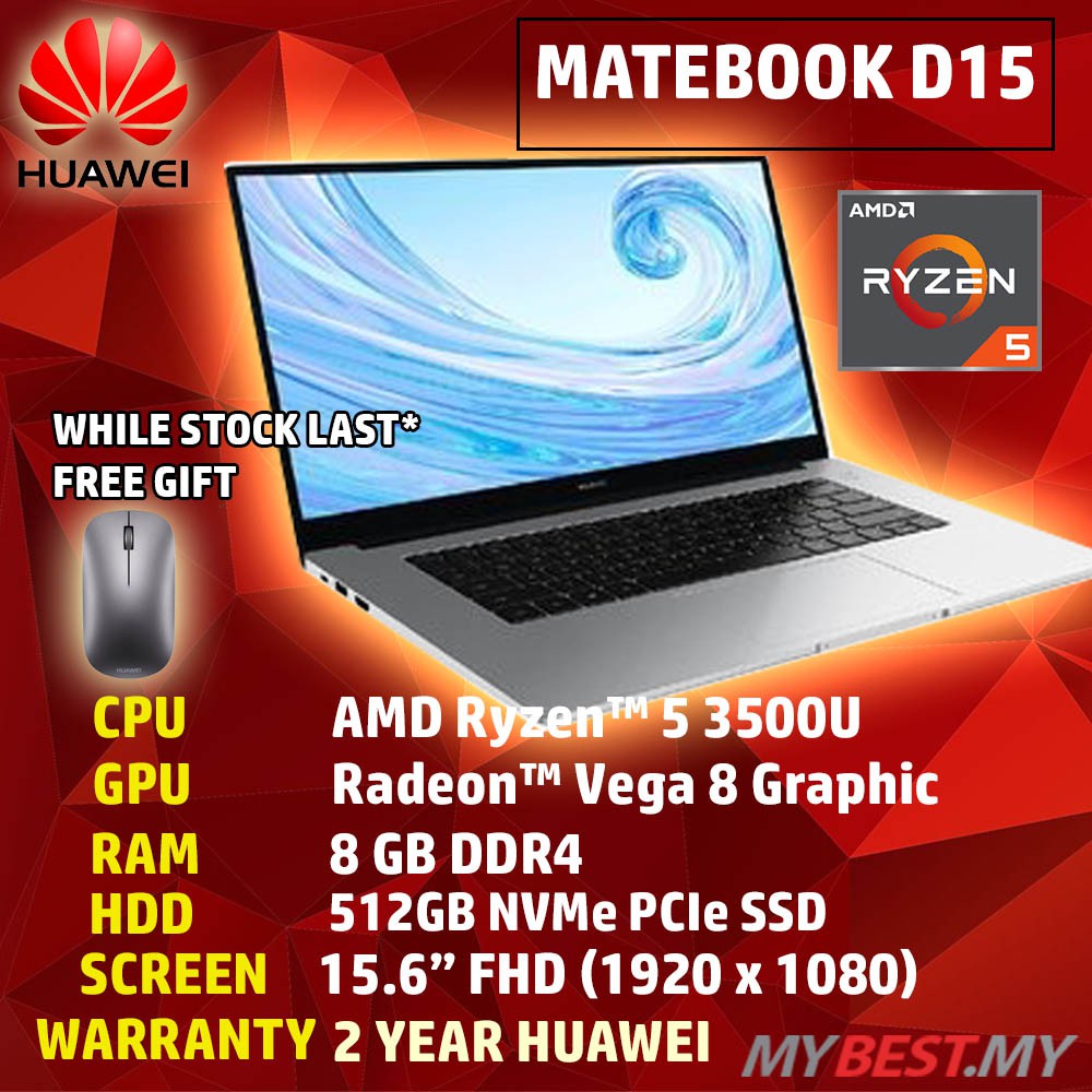 HUAWEI MATEBOOK D15 (RYZEN 5 / VEGA 8 / 8GB RAM / 512GB / 15.6"FHD ...
