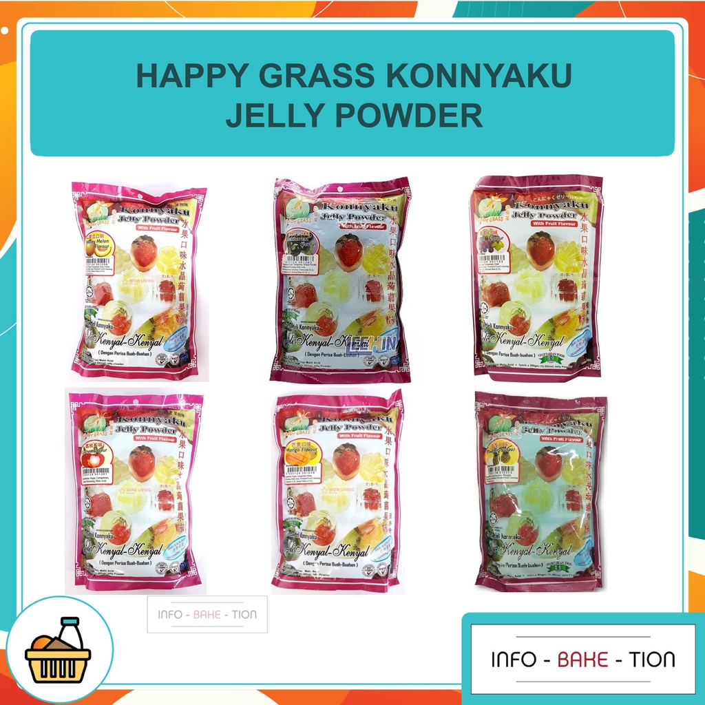 Happy Grass Konnyaku Jelly Powder 300g (Grape/ Honey Melon/ Mango
