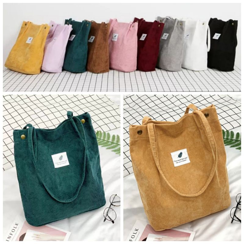 Korea Style Cotton Shoulder Bag Tote Canvas Bag | Shopee Malaysia