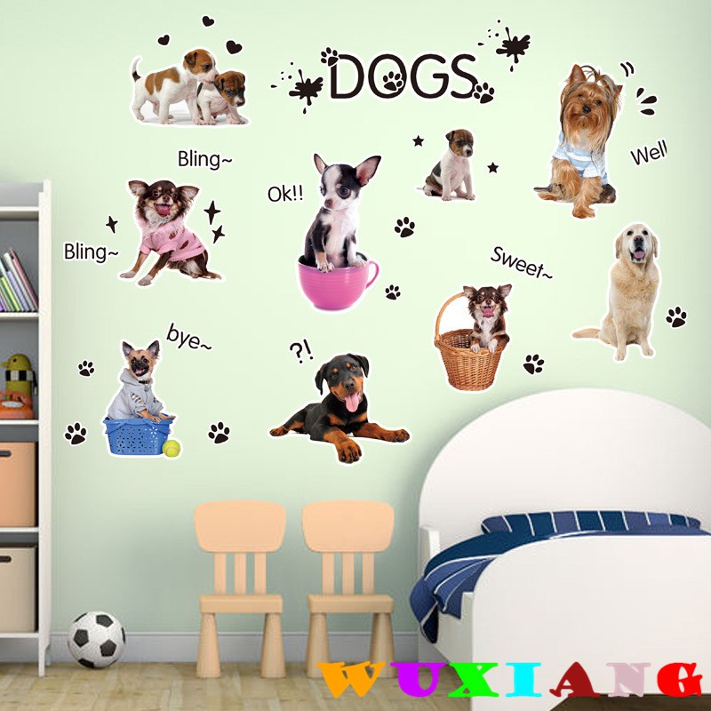 Wuxiang Kartun Anjing Wallpaper Home Decor Sticker Wallpaper
