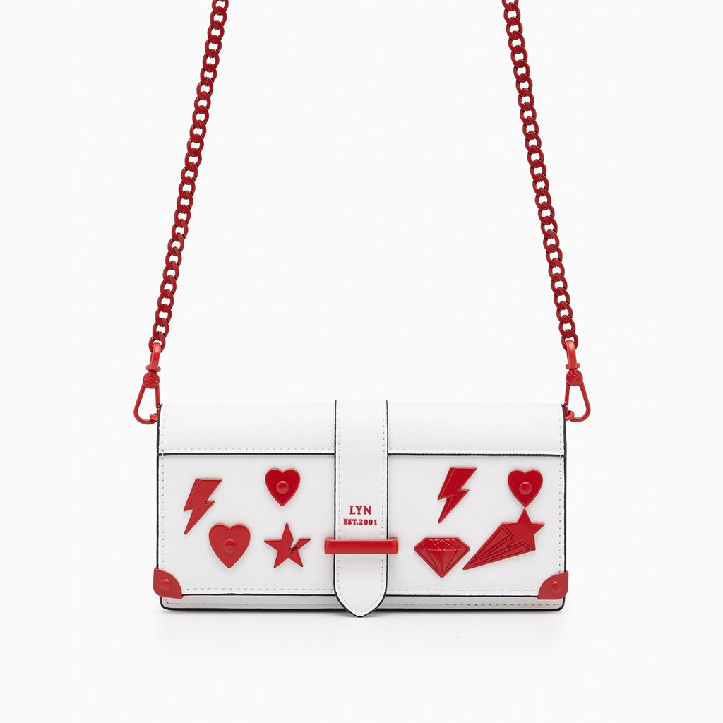 LYN Heartbest Long Wallet on Chain - White LL20FWF002