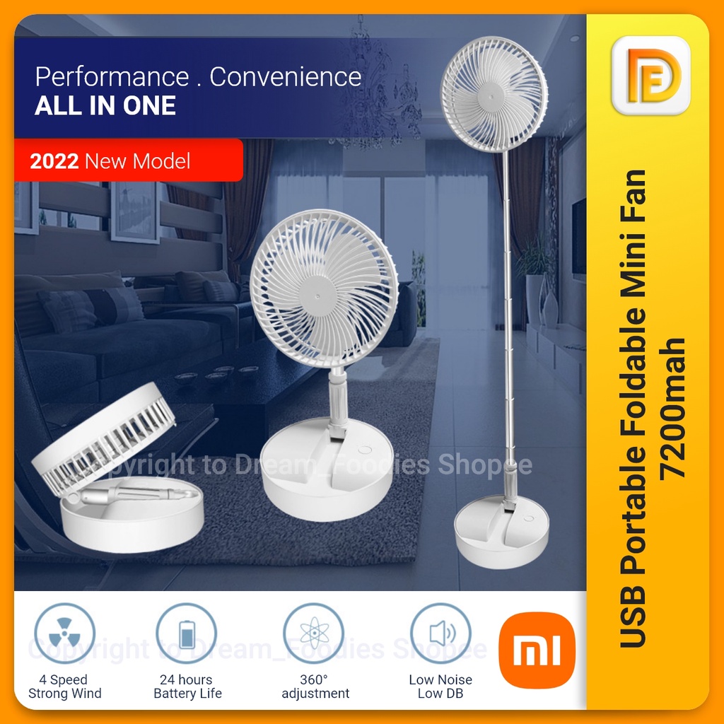Portable USB Fan Retractable Wireless USB Rechargeable Fan Standing
