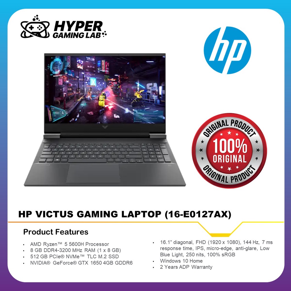 [ 16-E0127AX ] HP VICTUS GAMING LAPTOP ( RYZEN 5-5600H /8GB/512GB SSD ...