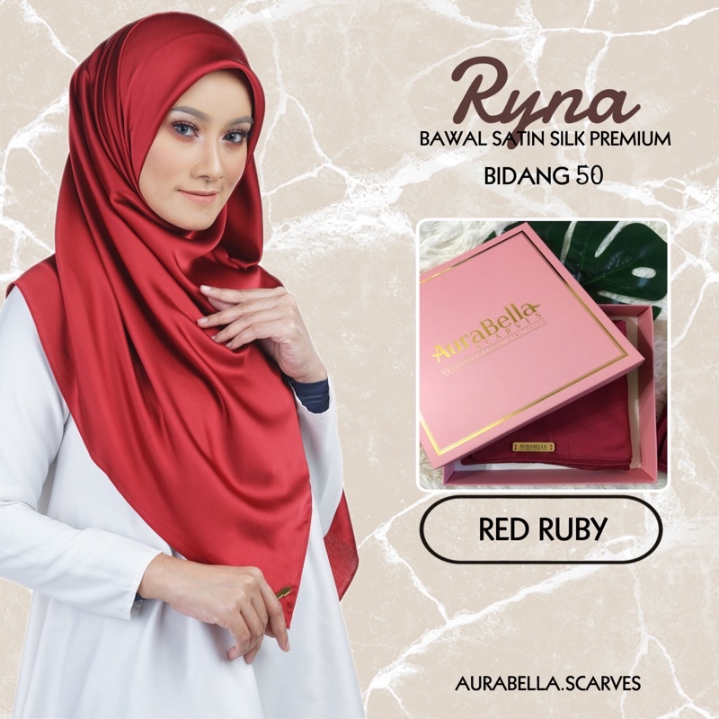 ✨AURABELLA✨BAWAL MATTE SATIN SILK HIGH QUALITY IN RED BIDANG 50