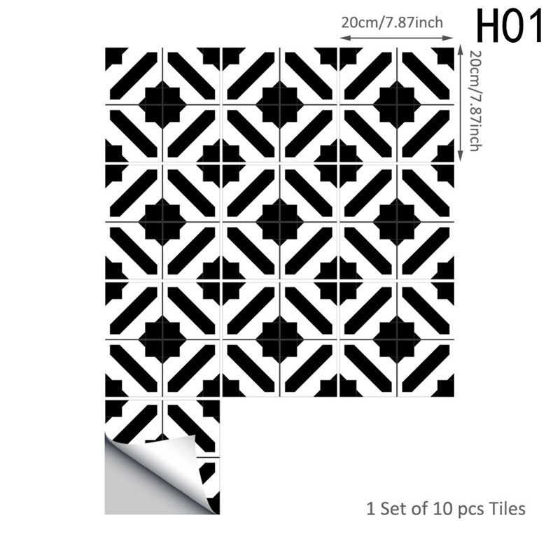 Black And White Moroccan Bedroom Living Room Tile Sticker