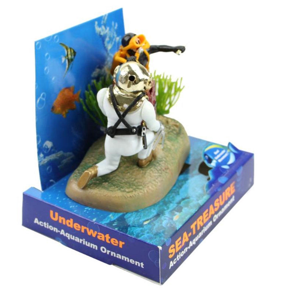 Double Treasure Hunter Diver Action Figure Fishtank Ornament