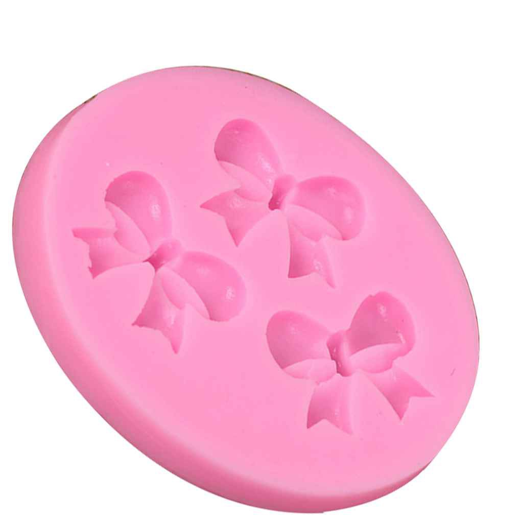 3 Bow Ribbon Flower Silicone Mould Fondant Icing Cake Cupcake