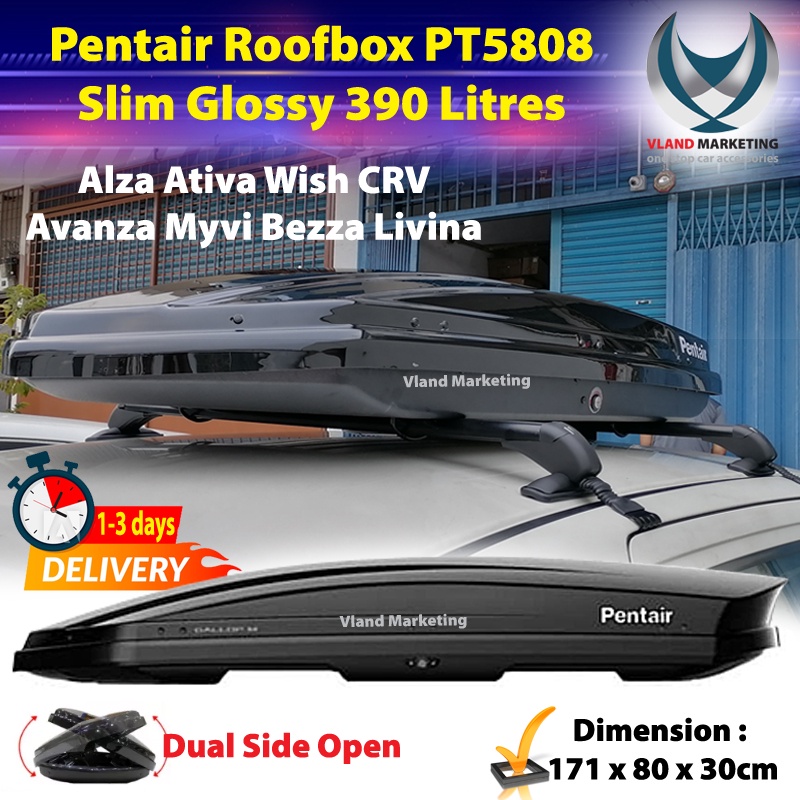 Pentair Roofbox PT5808 Slim Glossy Roof box Storage Roof Rack ( L SIZE 390L ) Alza Ativa Wish