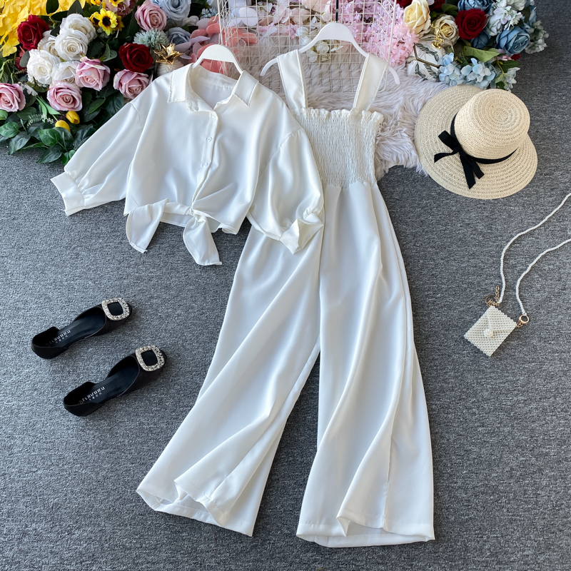new women fashoin two piece set batwing sleeve blouse Cardigan and jumpsuit outfit ladies 2 pcs suits clothes