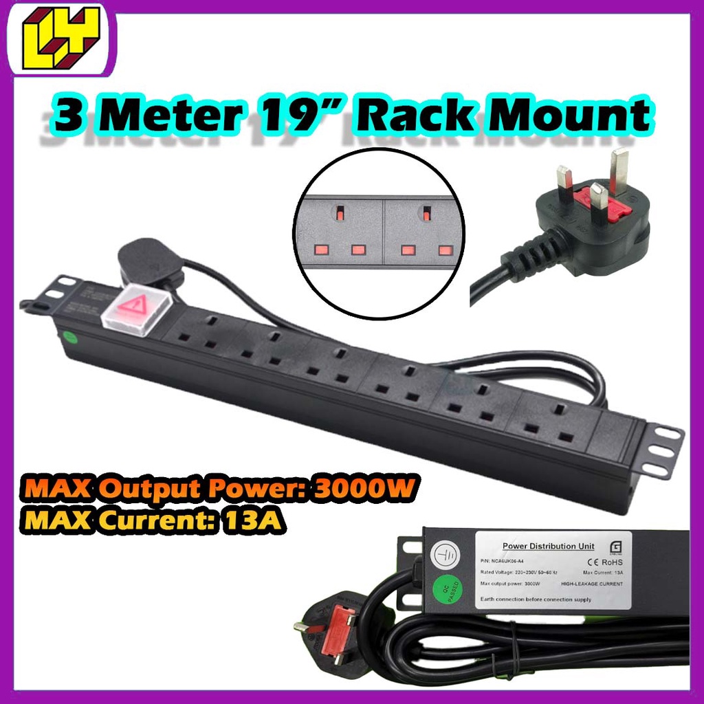 13A Server Rack Extension Socket Power Distribution Unit Rackmount PDU