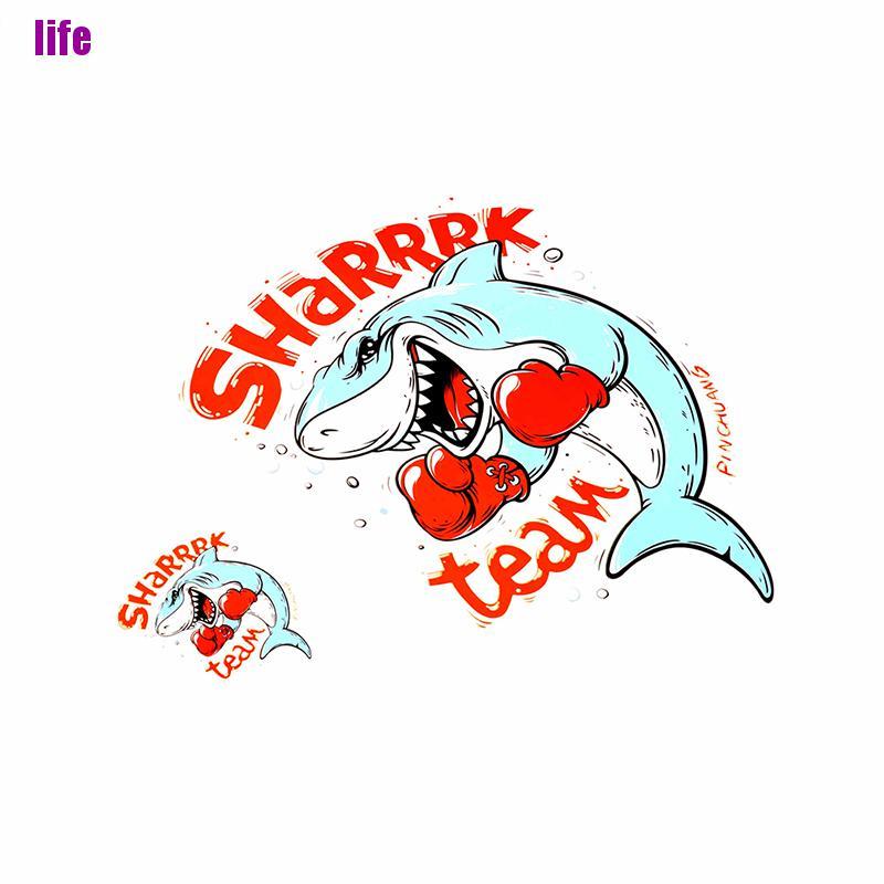shark letter iron-on diy t-shirt clothing heat transfers stickers patch-washable