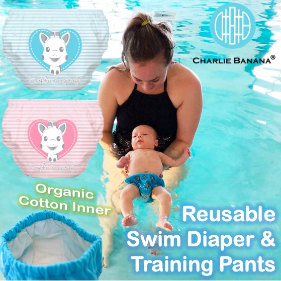 Charlie Banana Reusable Swim Diapers & Nappy and Training Pants Sophie Pencil Heart Lampin Berenang bayi kanak 游泳尿布防漏泳裤