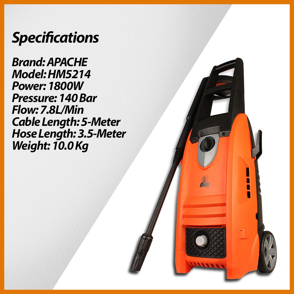 Ready Stock Outdoor Apache Turbospray Hm5214 140 Bar Professional Super Power High Pressure Cleaner Water Jet Spra