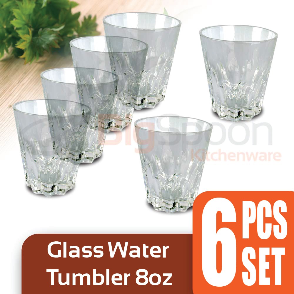 Glass Water Tumbler 8oz 6 PCS Set