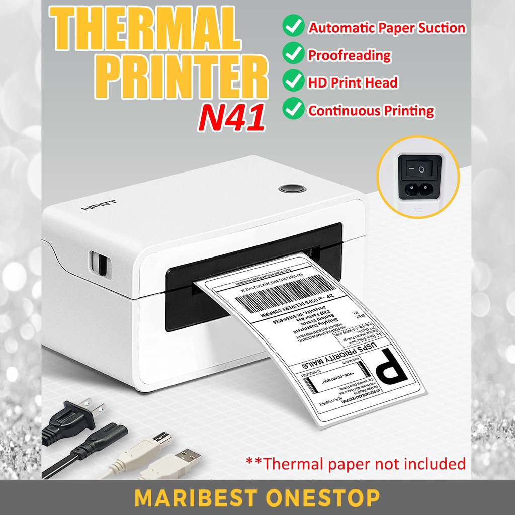 21.7CM HPRT N41 Thermal Printer A6 USB Shipping Label Printer Air Waybill Barcode Thermal