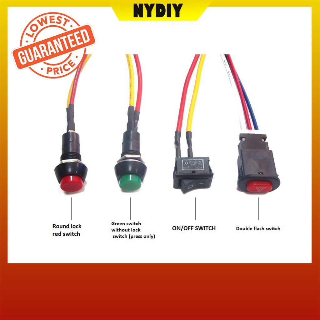 4 Types Switch On Off Push Button Suis Horn Hazard Switch Y150zr Lc135 Honda Yamaha Shopee Malaysia