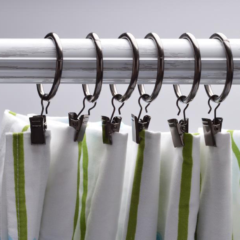 10pcs Multipurpose Window Curtain Clothes Metal Clip With Ring