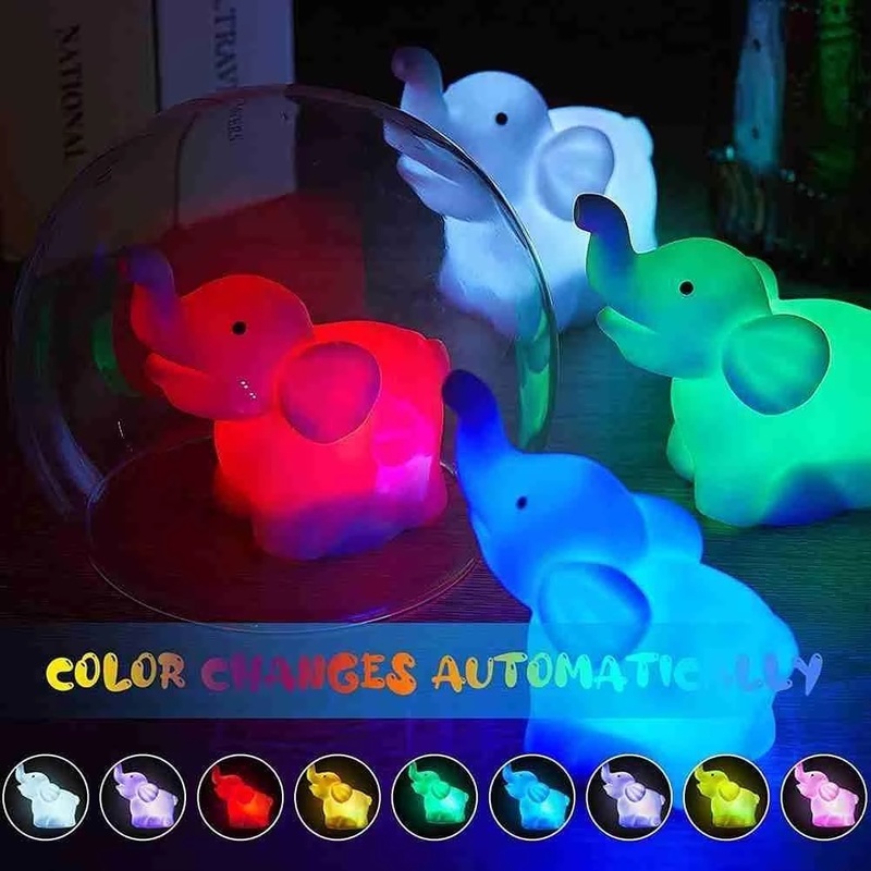 Colorful Gradient Elephant Shape LED Night Light/ Creative LED Battery Operated Energy Saving Lamp/ Romantic LED Light Toys for Wedding Decoration