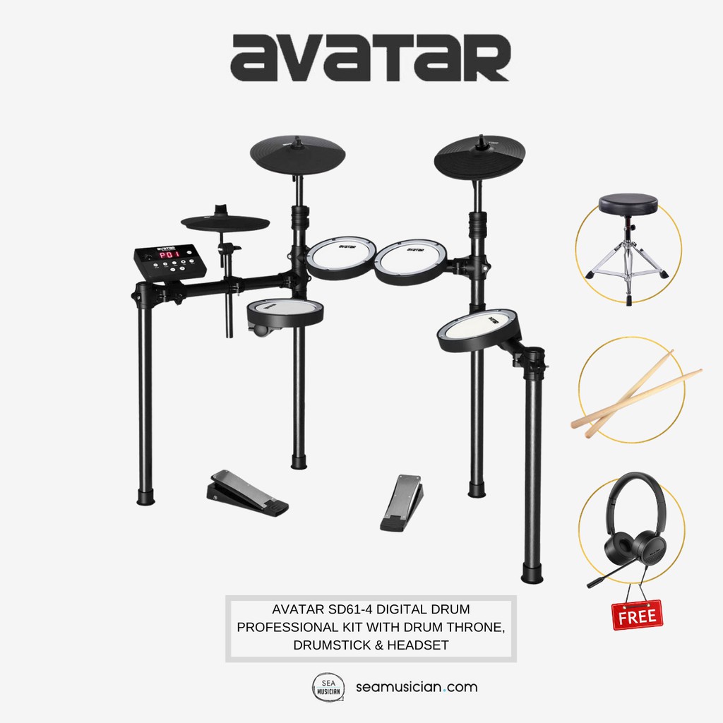 AVATAR SD614 DIGITAL DRUM PROFESSIONAL KIT 8PCS (5PCS DRUM PAD,3PCS