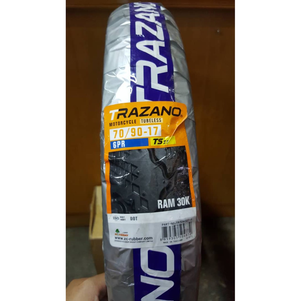 TYRE TRAZANO 70/90X17 80/90X17 TUBELESS TAYAR TEBAL BUNGA KERIS UNTUK HONDA YAMAHA SUZUKI